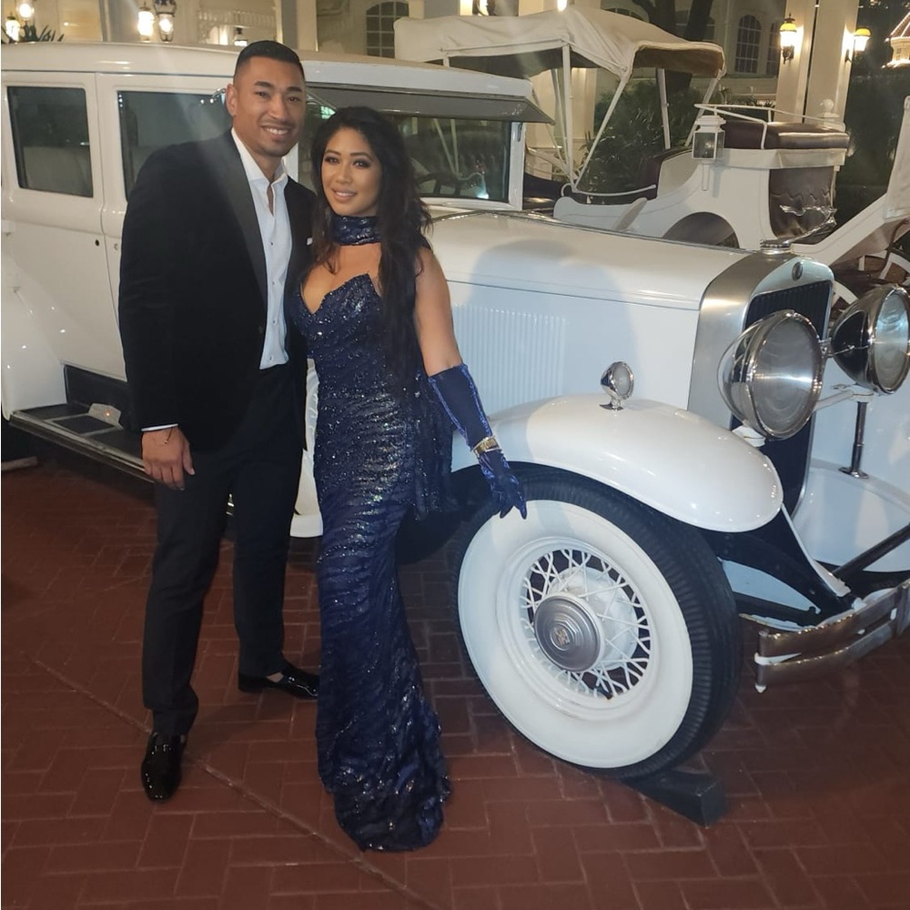 Jovani Navy Gown with Sash